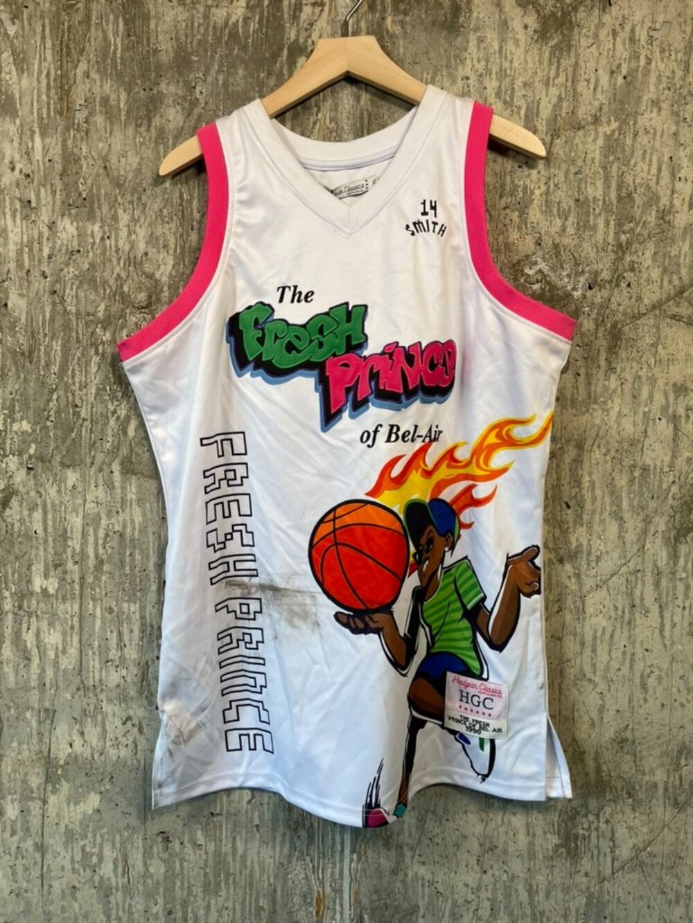 HEADGEAR CLASSICS Men's Fresh Prince All Over White Basketball Jersey Size XL